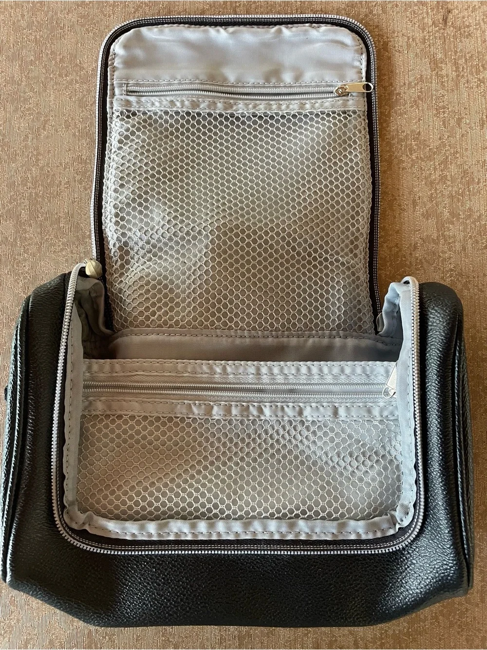 Black Cosmetic Travel Case with Orange Accent Patch